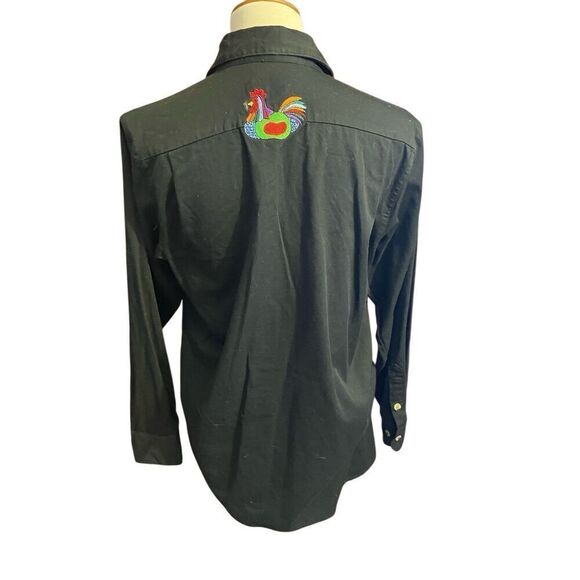 Quacker Factory Vintage 90’s Black Long Sleeve Button Down Shirt Embroidered Roo - Picture 3 of 16